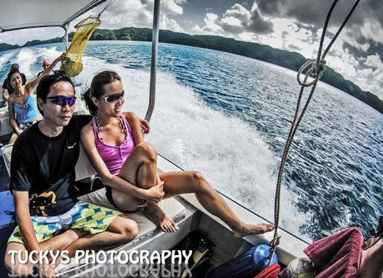 Underwater wedding shoot with jellyfish at palau